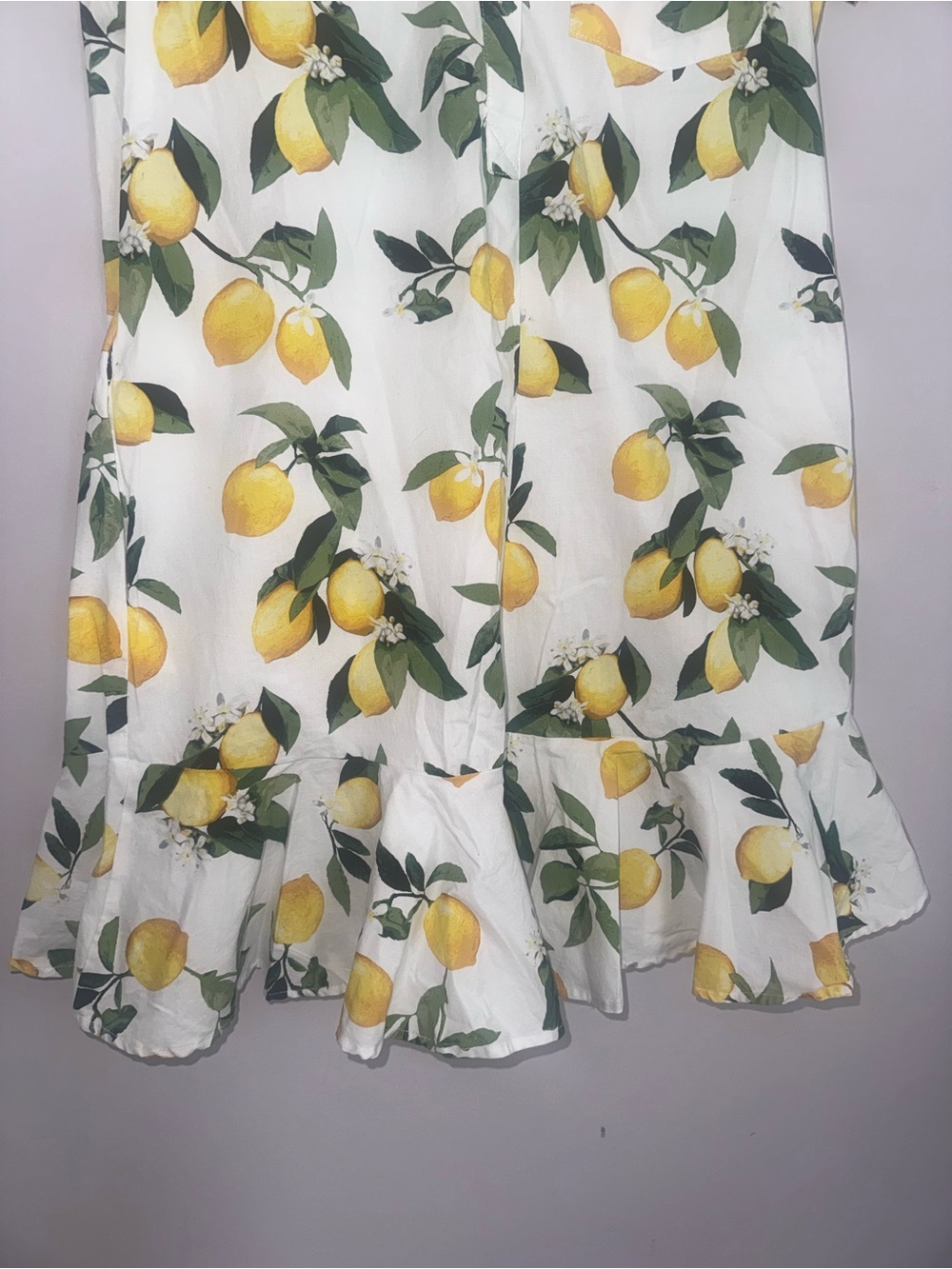 Cynthia Rowley White Lemon Print Short Sleeve Shirt Dress - Picture 2 of 4